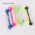 Lot de 8 piercings de langue colorés avec effet éclaboussures de peinture 1,4*19*5mm - Haltère de Langue/Mamelon (JE0411C) / Lot de 10 / Multicolore