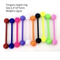 Lot de 10 piercings barbells multicolores en acier inoxydable aux tons éclatants - Haltère de Langue/Mamelon (JE0411D) / Lot de 10 / Multicolore