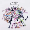 Assortiment de piercings barbell en acier inoxydable à motifs éclaboussures 1.2x6x3mm - Clou de Piercing Haltère (JE0412B) / Lot de 10 / Multicolore