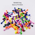 Lot de piercings barbell colorés taille 1,2*6*3mm pour la langue et les sourcils - Clou de Piercing Haltère (JE0412D) / Lot de 10 / Multicolore