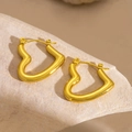 Polished 18k gold plated titanium steel heart hoop earrings with irregular wave design - EH122/Abstract Heart Polished
