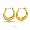 Golden chunky U-shape twist earrings in stainless steel with textured mesh finish - Mesh Texture Half-Moon Style (N202)
