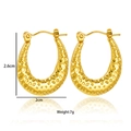 Minimalist gold U-shaped hammered texture earrings made of durable stainless steel - Hammered Texture U-Shape Hoop Style (N201)