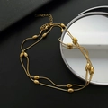 Double-layered gold snake chain necklace with oval beads and polished finish - Gold Bracelet (06-K12)