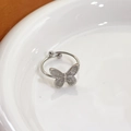 Elegant silver butterfly open ring with adjustable band and polished finish for women - Adjustable Open / Steel