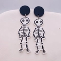 Halloween acrylic skeleton drop earrings with black hand-painted bone details for parties - Line Skeleton Skeleton Style (JE0889E)