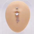Piercing de ombligo de acero con colgante de serpiente de circonitas multicolor - Serpiente Colorida Pavé (O)