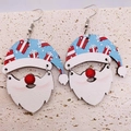Detalle de pendientes de madera de Navidad con Papá Noel y patrones de cajas de regalos - Papá Noel Azul (JE0906B)