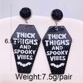 Orecchini a bara di Halloween con glitter, motivo a pipistrello e scritte a tema - Stile Bara Pipistrello (JE0933A)