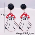Halloween Geist und Pilz Holzohrringe mit einer Länge von 5,9 cm für Damen - Pilzhut Geist Stil (JE0959E)