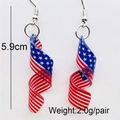 Patriotic USA flag spiral acrylic drop earrings with star and stripes 5.9cm long - Spiral Flag Style-USA