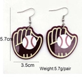 Détails de taille et poids pour boucles d'oreilles gant de baseball en acrylique mauve - Style Gant de Baseball Violet Foncé (JE0976B)