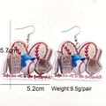 Boucles d oreilles en acrylique sur le thème du baseball avec motifs sportifs - Style Collage Gant et Batte de Baseball (JE0976A)
