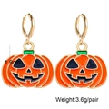 Pendientes de calabaza naranja y dorada para Halloween con medidas y peso - Aro de Calabaza Naranja (JE0998J)