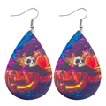 Détail de boucles d'oreilles Halloween avec texture cuir et motifs de citrouilles - Style Citrouille Chapeau de Sorcière (JE1000G)