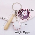 Porte-clés baseball miniature avec batte en bois, balle en cuir et gant de sport - Style Gant de Baseball (JE1008A)