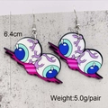 Creepy eyeball acrylic earrings for Halloween with blue iris and purple fluid patterns - Purple Fluid Eyeball Style (JE1023B)