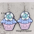 Acrylic Halloween Spooky earrings featuring eyeball cupcakes in pink and blue colors - Cupcake Eyeball Style (JE1023A)