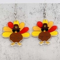 Pendientes de pavo de Acción de Gracias en acrílico con gafas de sol para mujeres - Pavo con Gafas de Sol y Sombrero (JE1022A)