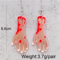 Halloween acrylic earrings featuring severed hands with realistic blood splatters - Bloody Severed Hand Style (JE1043A)