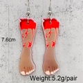 Spooky Halloween severed feet acrylic earrings with blood splatters and silver hooks - Bloody Severed Foot Style (JE1043B)