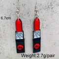 Lipstick drop earrings with Halloween skull and spider web patterns in red and black - Skull Spider Web Lipstick Style (JE1033C)