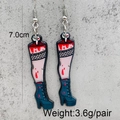 Detailed view of Halloween acrylic drop earrings featuring fishnet legs and 7.0cm length specs - Broken Leg Style(JE1033A)