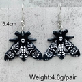 Detailed view of skull moth acrylic earrings showing 5.4cm length and 4.6g weight - Death's-Head Hawkmoth (JE1050I)