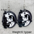 Halloween-Ohrringe aus Acryl mit schwarzer Katze und Mädchen-Silhouette-Anhänger - Mädchen und Schwarze Katze (JE1050B)