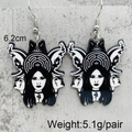 Gothic witch style acrylic earrings with dual-face design and 6.2cm long drop hooks - Multi-Faced Woman (JE1050J)