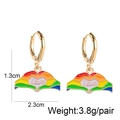 Detailed view of rainbow enamel heart hands earrings with dimensions and weight specs - Hands Heart Style (JE1069A)