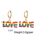 Macro shot of LOVE letter rainbow oil drip earrings with 1.2cm height and 2.2cm width dimensions - LOVE Letter Style (JE1069B)