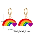 Rainbow heart enamel hoop earrings measurement showing 1.4cm height and 2.1cm width - Rainbow Heart Pendant Style (JE1069D)