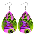 Boucles d'oreilles Halloween avec chapeau de sorcier, œil rose et motif léopard vert - Style Sorcière Œil Rose (JE1000L)