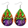 Boucles d'oreilles Halloween en similicuir avec chaudron de sorcière et motif léopard - Style Chaudron de Sorcière (JE1000P)