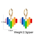 Rainbow enamel heart dangle earrings in gold alloy with 1.7cm x 1.8cm size detail - Vertical Stripe Rainbow Heart Style (JE1069J)