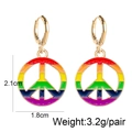 Detailed view of rainbow enamel peace sign earrings with dimensions 2.1cm by 1.8cm - Peace Symbol Style (JE1069K)