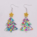 Orecchini a pendente a forma di albero di Natale in acrilico con glitter colorati - Stile Albero con Stella(JE1178B)