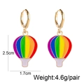 Rainbow hot air balloon drop earrings in gold alloy metal with size details - Hot Air Balloon Style (JE1069L)