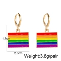Detailed view of rainbow enamel earrings with dimensions 1.7cm by 2.0cm and 3.8g weight - Rainbow Flag Style (JE1069Q)
