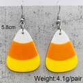 3D Acryl Halloween Candy Corn Ohrringe mit orangen und gelben Streifen Design - Dreifarbig Gestufter Zuckermais-Stil (JE1074A)