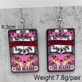 Pink and black acrylic tarot card drop earrings featuring The Reader design for Halloween - Pink The Reader Style(JE1076B)