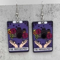 Tarot style acrylic rectangle earrings with vintage camera and rose photographer design - The Photographer Style(JE1076G)