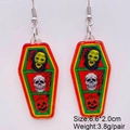 Gruselige Halloween-Sargohrringe aus Acryl mit Hexe, Skelett und Kürbis-Anhängern - Sarg Halloween Elemente Stil (JE1082D)