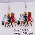 Halloween Ohrringe aus Acryl mit Geistern und Kürbissen sowie silberfarbenen Haken im Set - Cartoon Halloween Trio Stil (JE1082C)