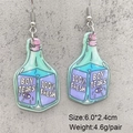 Detail van Boy Tears acryl drankfles oorbellen met afmetingen van 6,0x2,4 cm - Oog Toverdrank Fles Stijl (JE1089D)