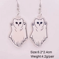 Halloween Acryl-Ohrringe mit weißen Geisterkatzen-Anhängern und Silberhaken - Weißes Geisterkatzengesicht Stil (JE1092C)