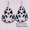 Spook oorbellen met koeienprint patroon, maat 7,2x4,0 cm voor Halloween look - Koeienprint Spook Stijl (JE1096D)