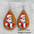 Pendientes festivos de Navidad de madera en forma de gota con patrón de Papá Noel - Estilo Papá Noel Pintado (JE1113L)