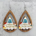 Detalle de pendientes de gota de madera con árbol de Navidad y diseño de muñeco - Estilo Muñeco de Nieve Árbol de Navidad (JE1113I)